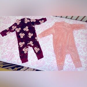 Hudson Baby Infant Girl Plush Jumpsuits, Burgundy Floral, 3-6 Months